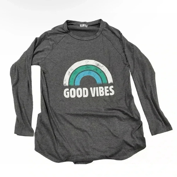 Women’s Locryz Long Sleeve Good Vibes T Shirt Size Medium - Picture 1 of 6